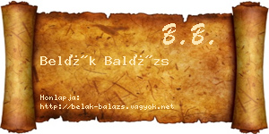 Belák Balázs névjegykártya